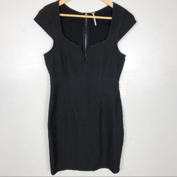 Free People Lia Denim Mini Dress - Black - Picture 2 of 7